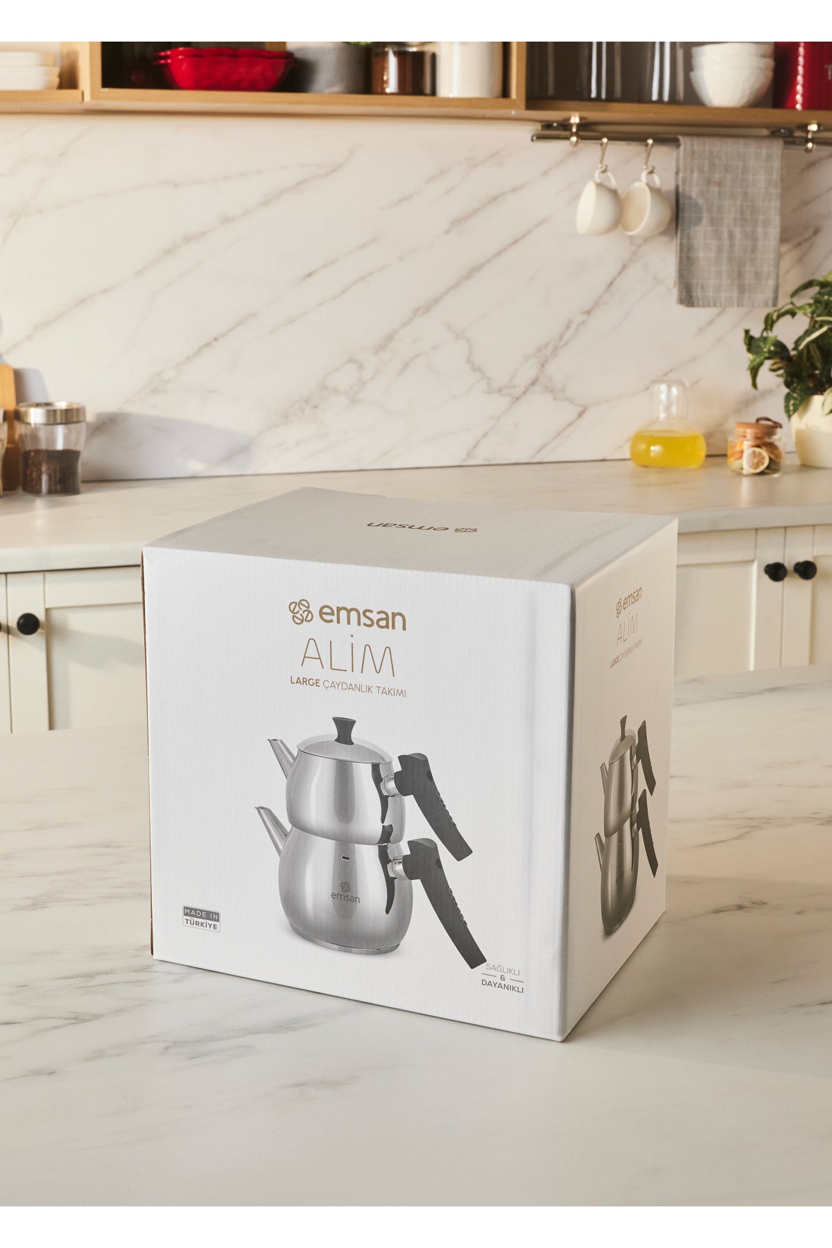 Emsan Alim Stainless Steel Maxi Size Teapot Set Large - MALLTURK