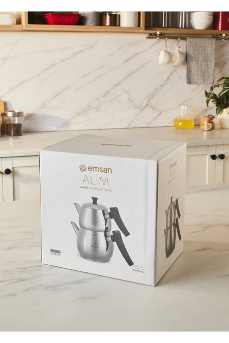 Emsan Alim Stainless Steel Maxi Size Teapot Set Large - MALLTURK