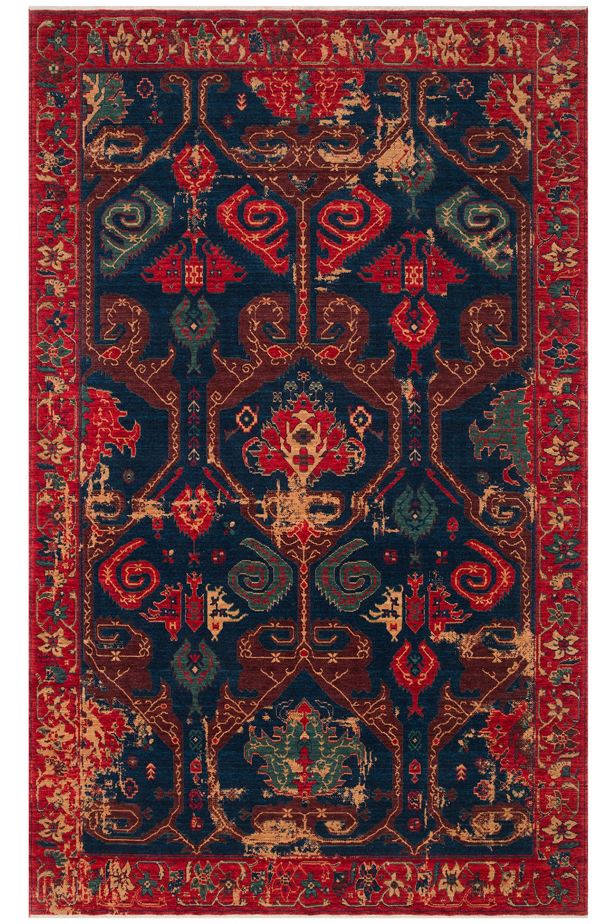Cool Rug Mardin Red Navy Cok Multicolor Authentic Ethnic Pattern Hand-Woven Yunlu Soft Salon Ev Oda Rug