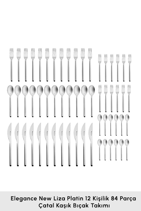 Karaca new liza 84 Piece 12 Place Setting Flatware Set - MALLTURK