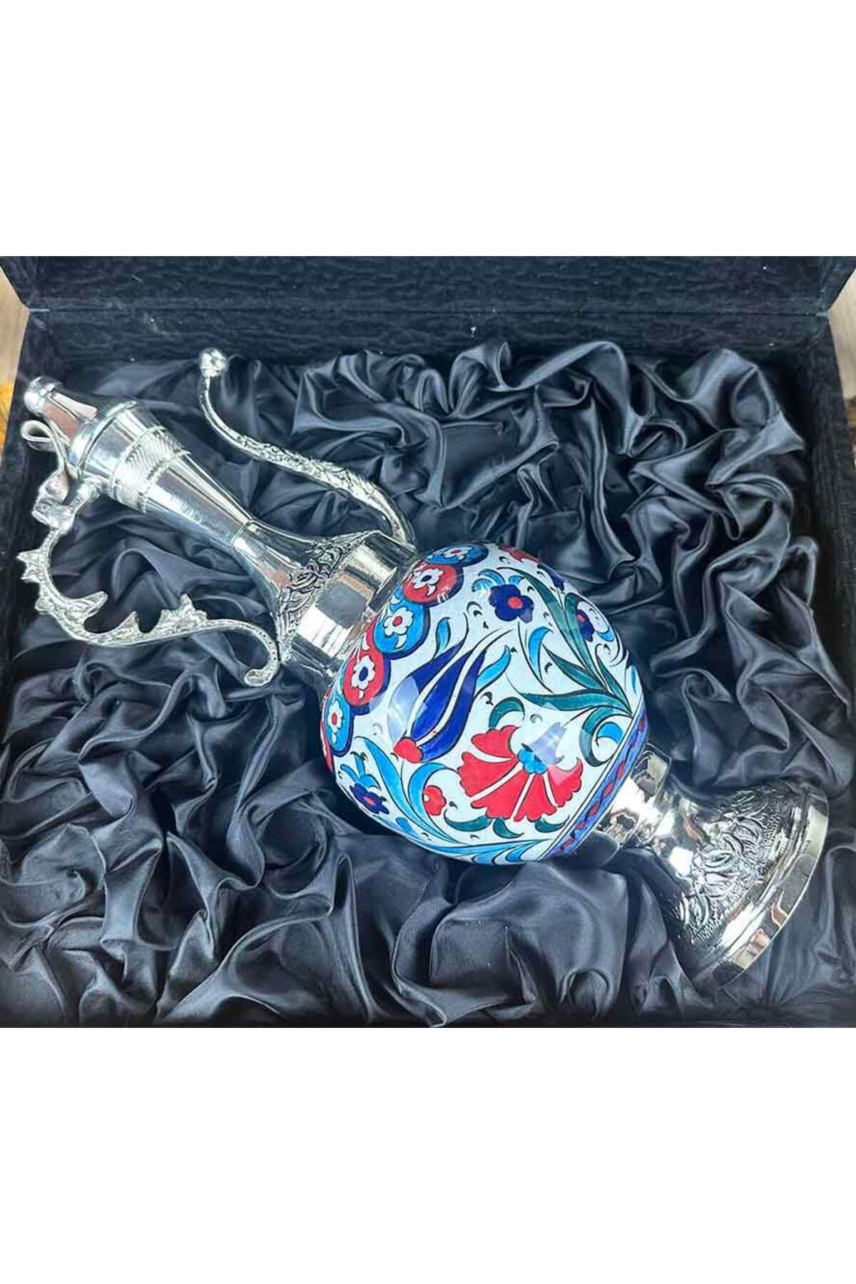 Cini Evi Thank You and Presentation Gift Silver-Plated Iznik Tile Ewer Set - MALLTURK