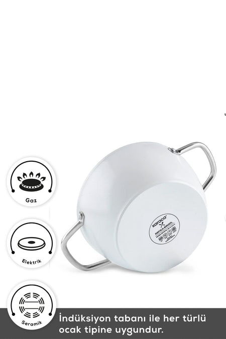 Karaca x Refika Swiss Crystal Kulplu 0 Yag Ile Nonstick Saute Pan Creamy - MALLTURK