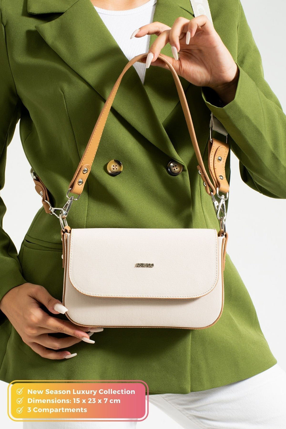 Just Polo Original Women's Mini Special Design Luxury Soft Leather Adjustable Crossbody Shoulder Bag Creamy Tan - MALLTURK