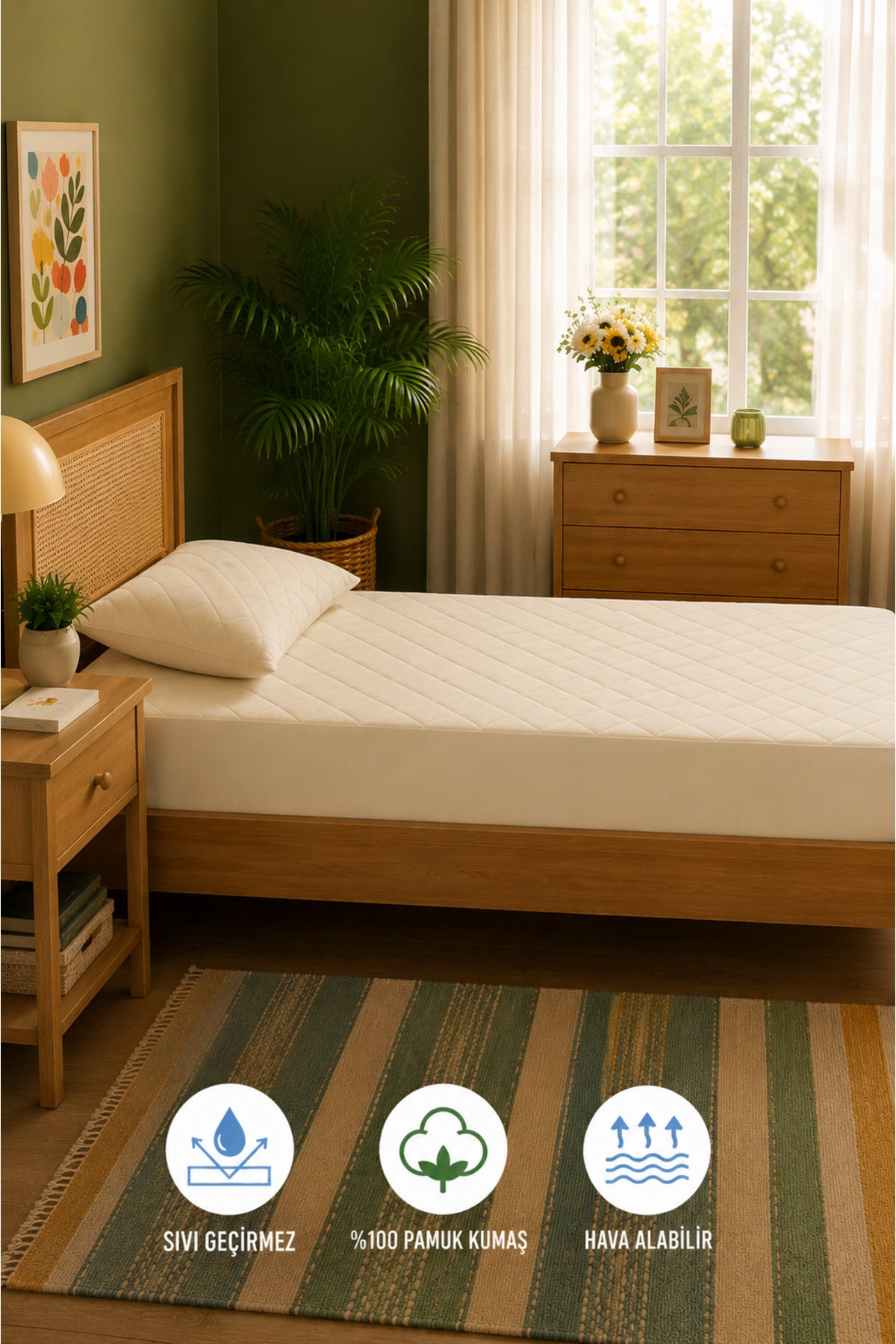 sevilya Waterproof Cotton Quilted Pillow Protector - MALLTURK