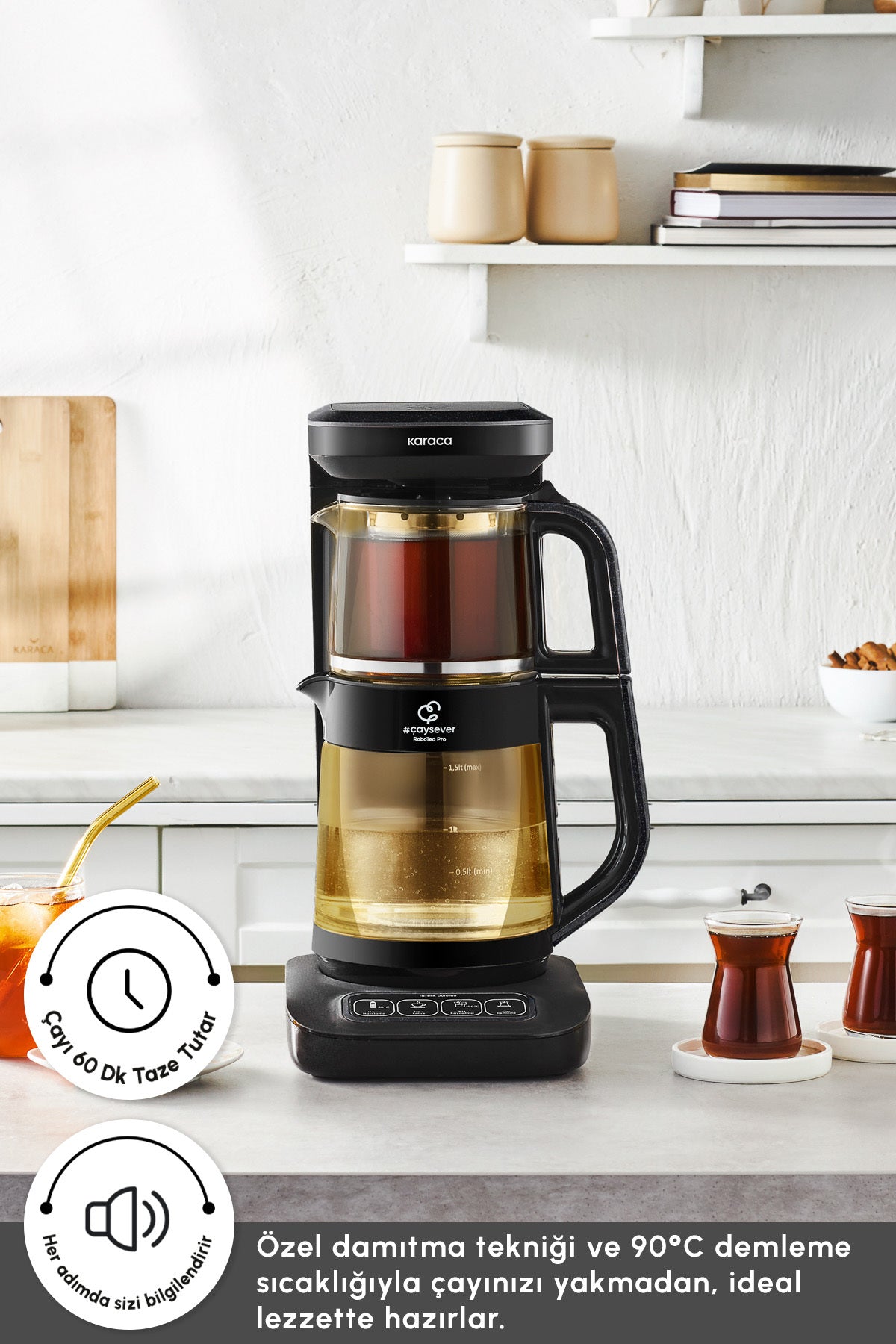 Karaca Robotea Pro Connect 4 in 1 Talking Glass Tea Maker Agate - MALLTURK