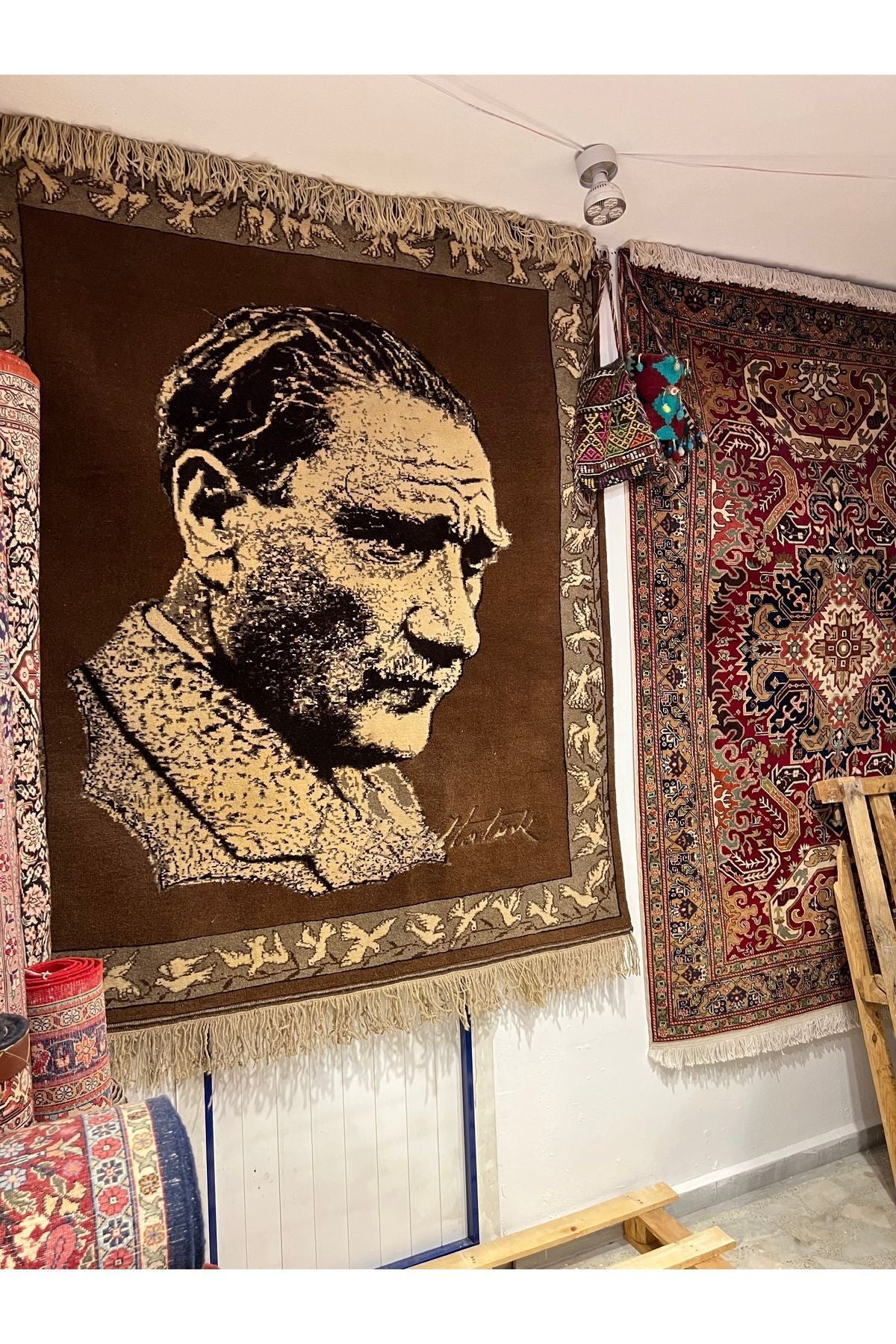 RD RAMAZAN DAG Hand Rug Art Hand-Woven Gazi Mustafa Kemal Ataturk Wall Rug Size - MALLTURK