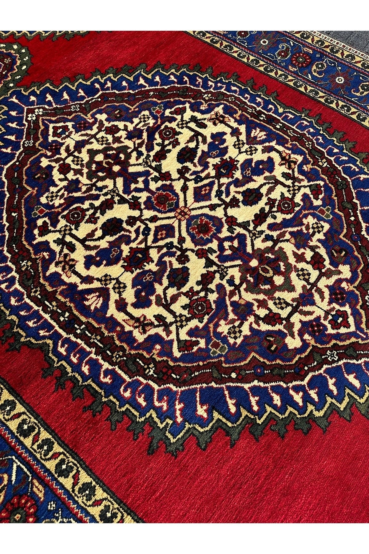 BURAK Rug Hand-Woven ISIKLAR Rug 220X390 Navy Red 8,5 M2 Large Living Room Rug - MALLTURK