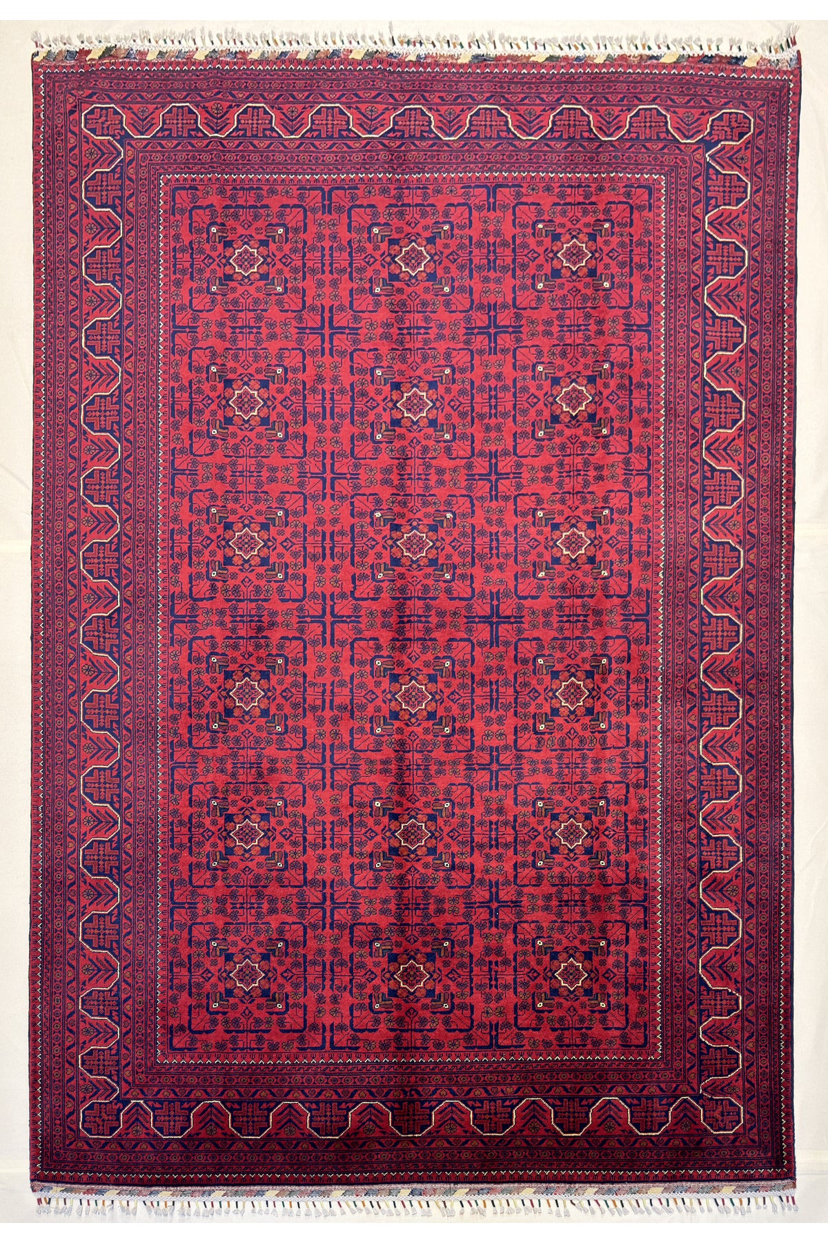 Afghan Rug Hand-Woven Bilijik Design 100% Wool Natural Dye