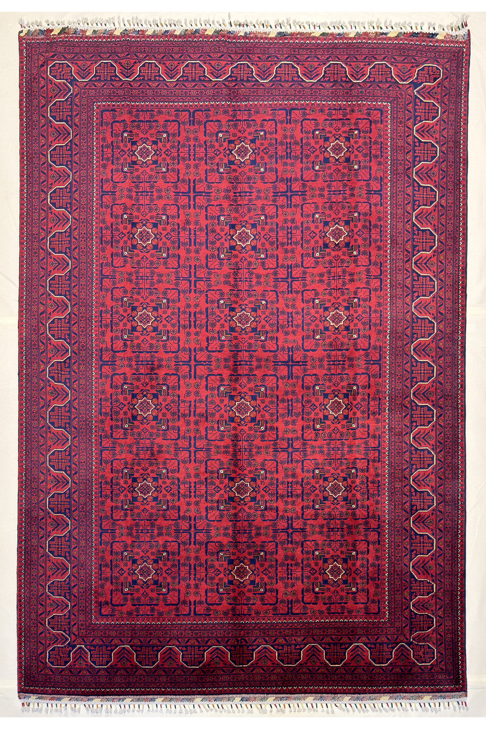 Afghan Rug Hand-Woven Bilijik Design 100% Wool Natural Dye