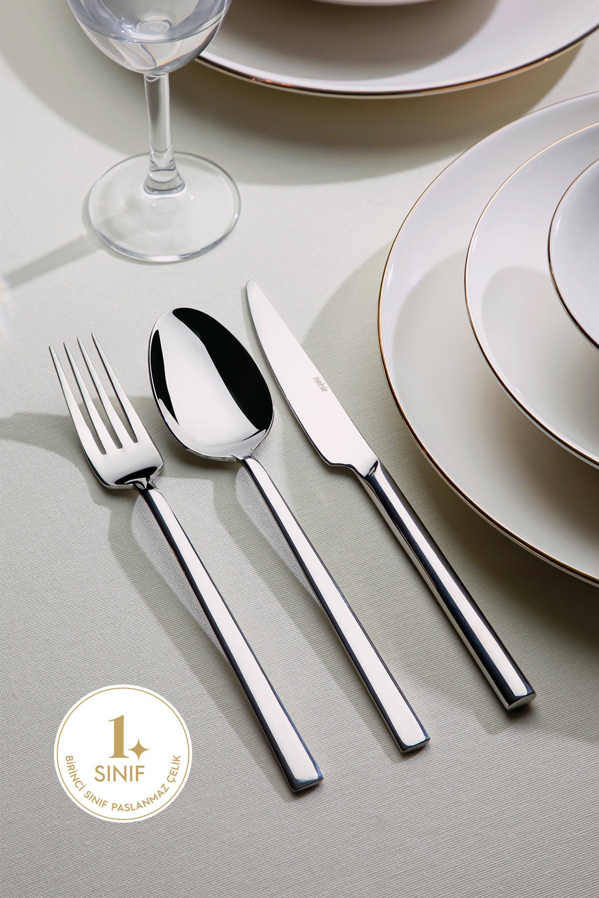 Nehir dalyan Plain 6 Place Setting 18 Piece Boxed Flatware Set - MALLTURK