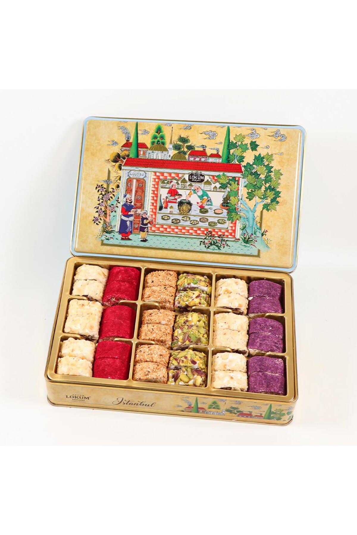 Lokum Atolyesi hurrem Sultan Style Pistachio Hazelnut Almond susamli dolma Turkish Delight 600g - MALLTURK