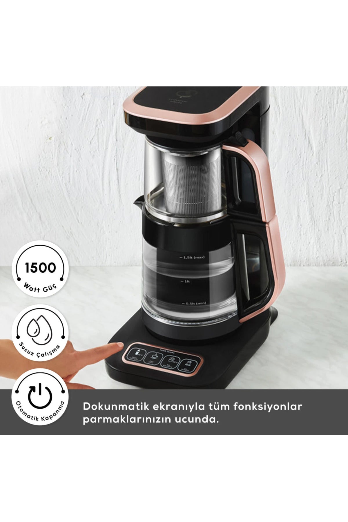 Karaca 4-in-1 Wifi Remote Controlled Talking Pro Glass Tea Maker, Filter Coffee Maker, Baby Bottle Water Maker - MALLTURK