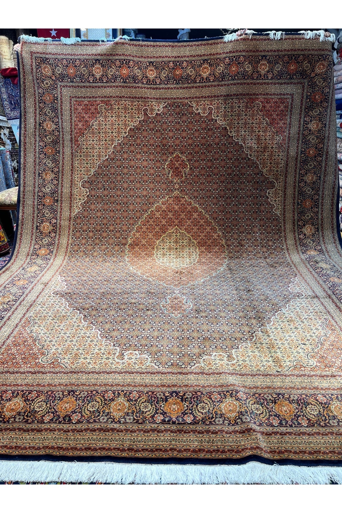 RD RAMAZAN DAG Hand Rug Art Hand-Woven Iranian Mahi Rug Wool Blend Premium Quality Size 400x300 - MALLTURK