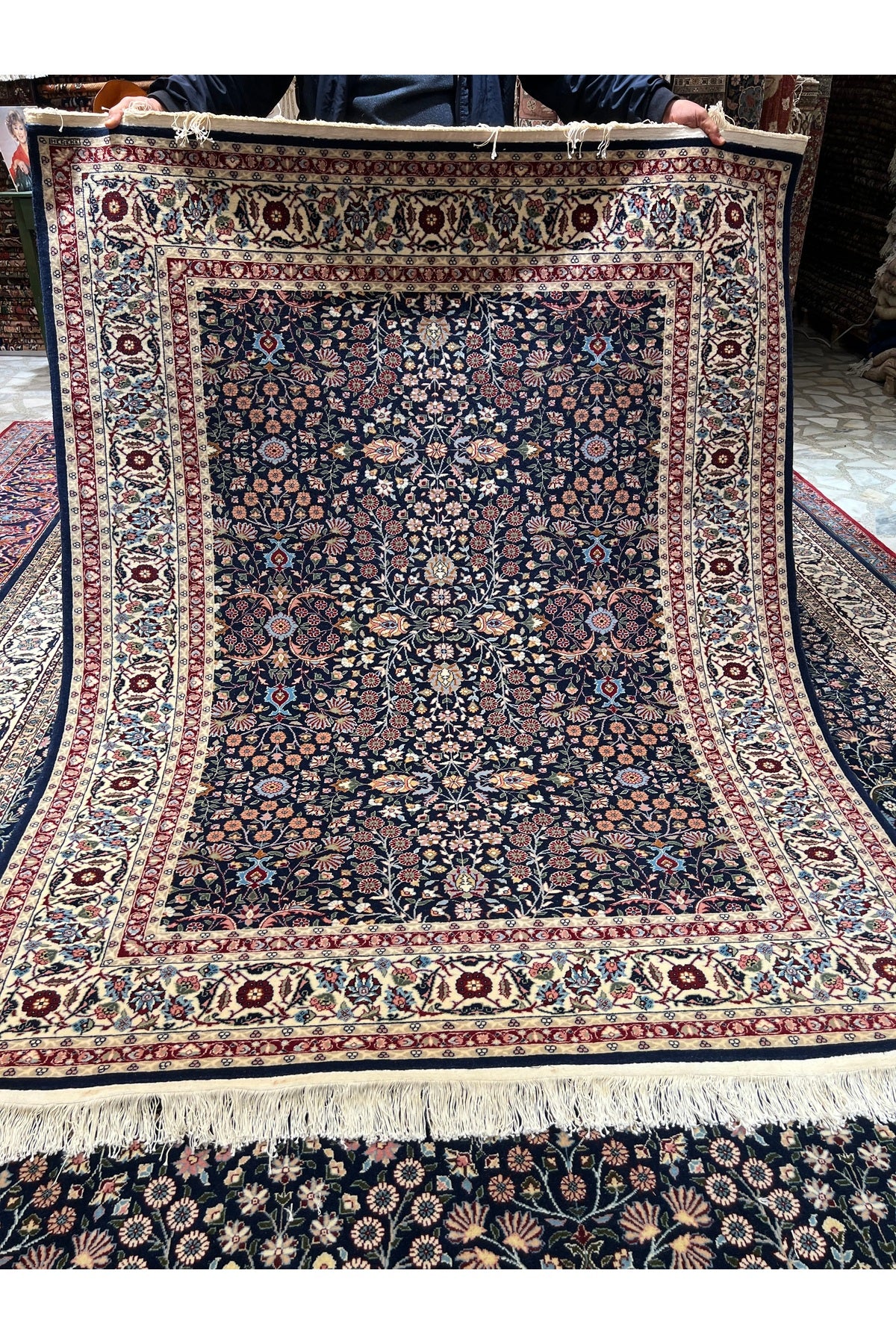 RD RAMAZAN DAG Hand Rug Art Hand-Woven Sumerbank Hereke Rug Signed Seven Mountains Flower Design Premium Quality Size 195x154 - MALLTURK