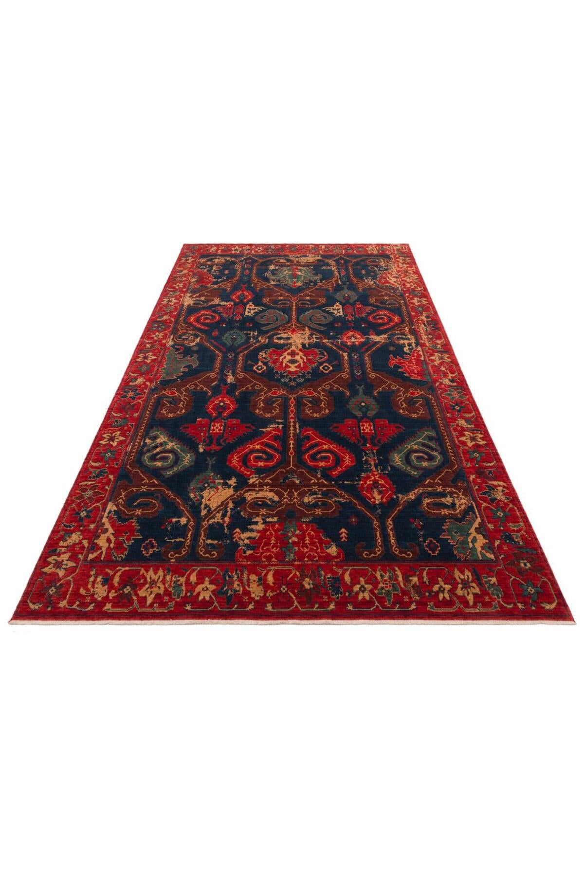 Eko Rug KADIM KDM 05 RED VINTAGE Anatolian Motifs Featuring New Zellanda Wool with Produced Handcrafted High - MALLTURK
