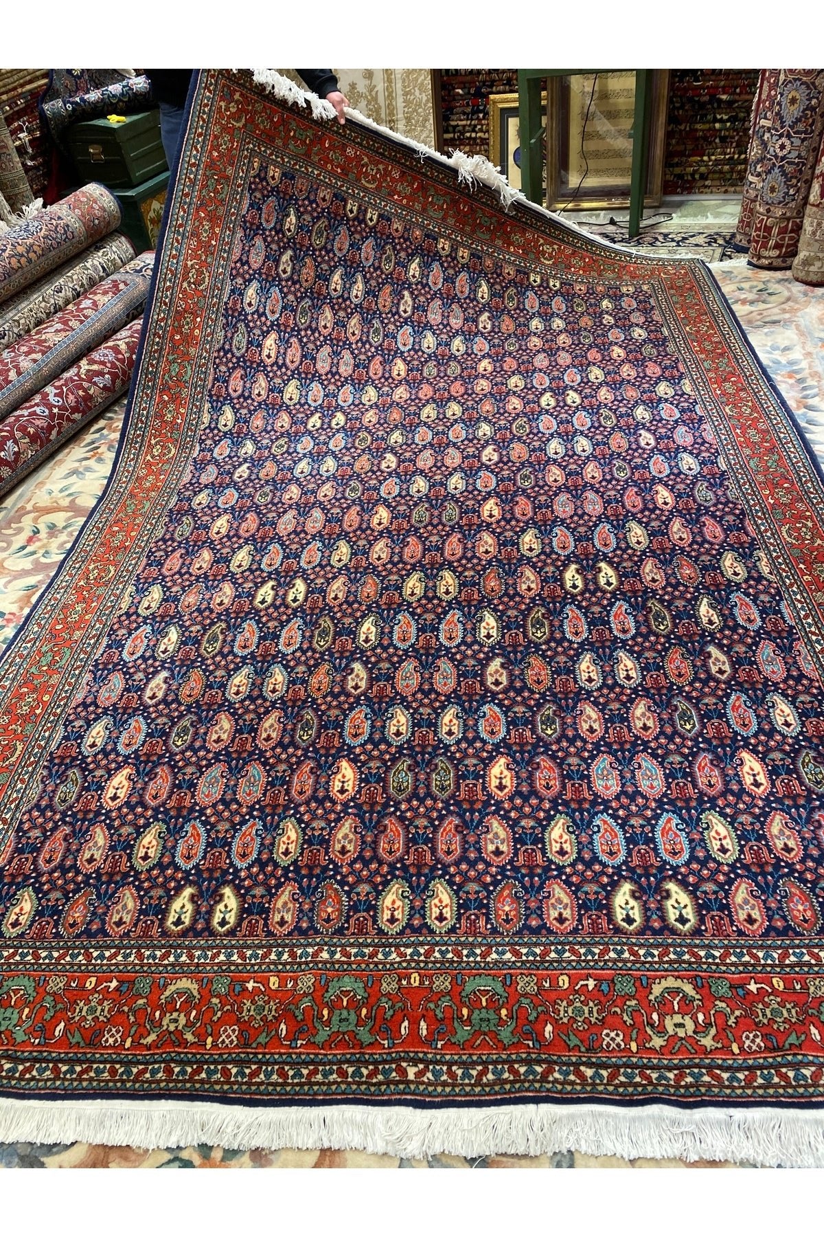 RD RAMAZAN DAG Hand Rug Art Hand-Woven Hereke Rug Bademli Design Premium Quality Cotton Base Wool Weave Natural Dye 320x2.20 - MALLTURK