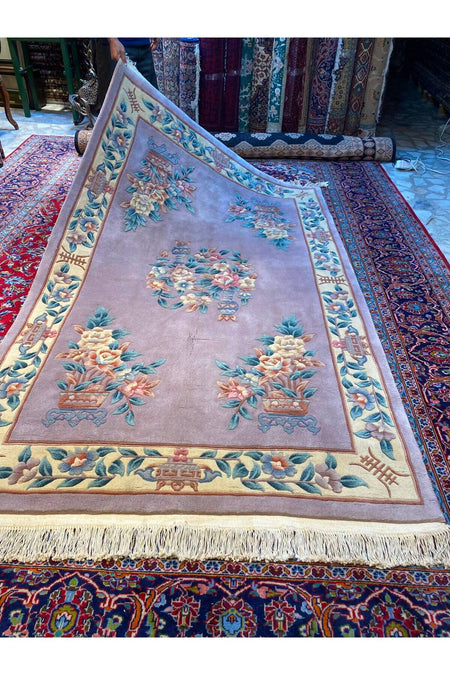 RD RAMAZAN DAG Hand Rug Art Hand-Woven Embossed Chinese Rug Premium Quality Wool Weave Lila Rengi Size 250x155