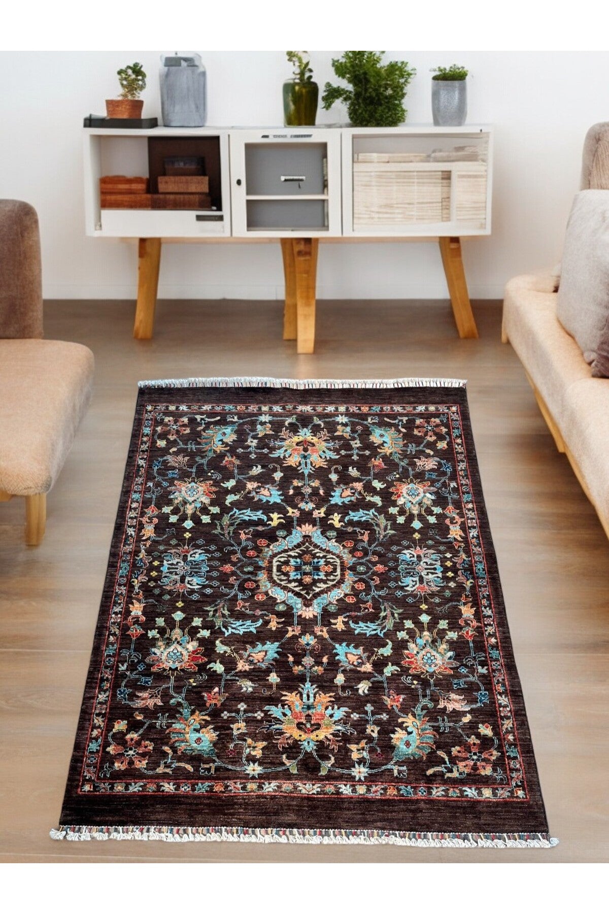 SIRVAN Rug Hand-Woven Afghan Usak Rug - 201x151 - MALLTURK
