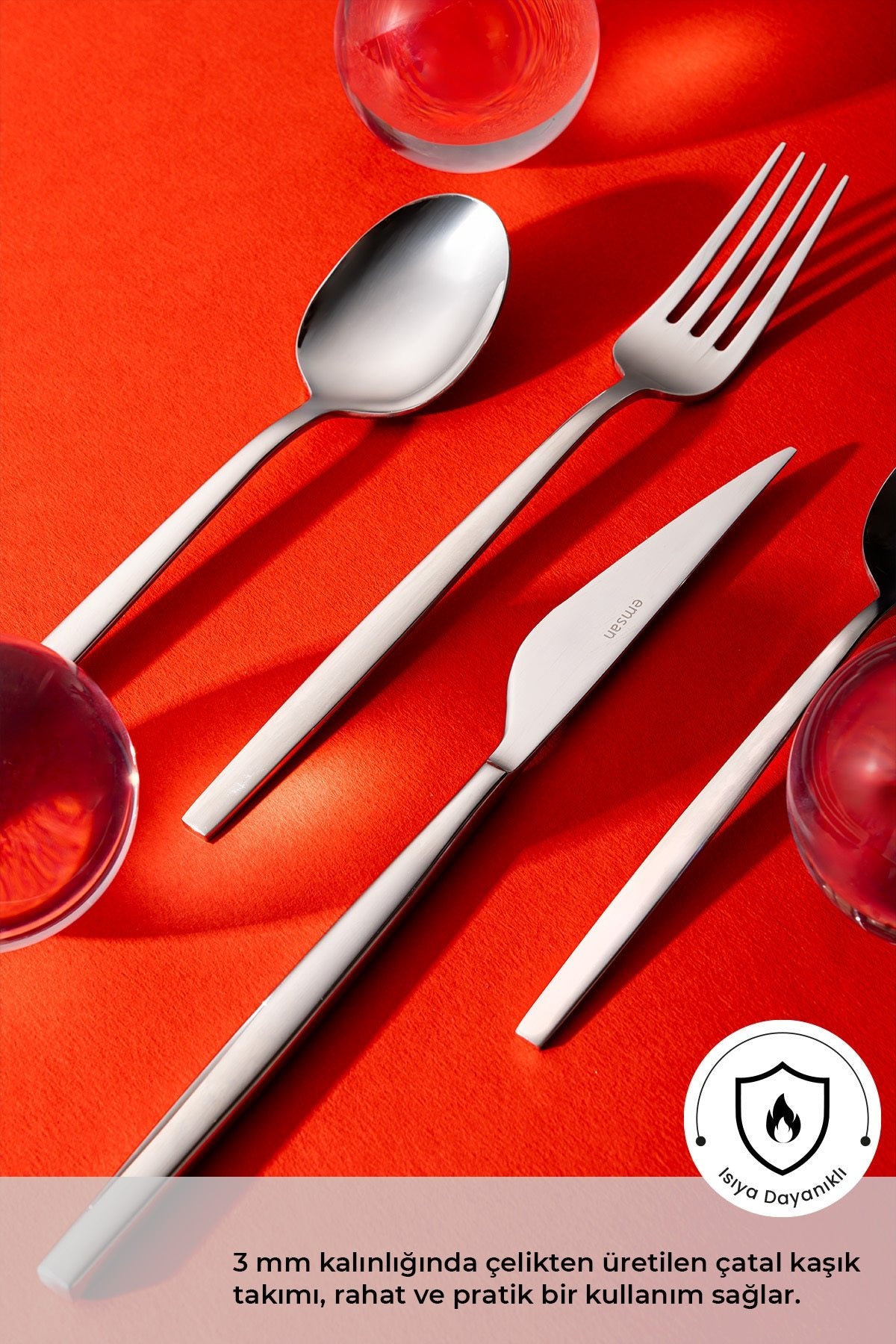 Emsan evelyn 84 Piece 12 Place Setting Flatware Set - MALLTURK