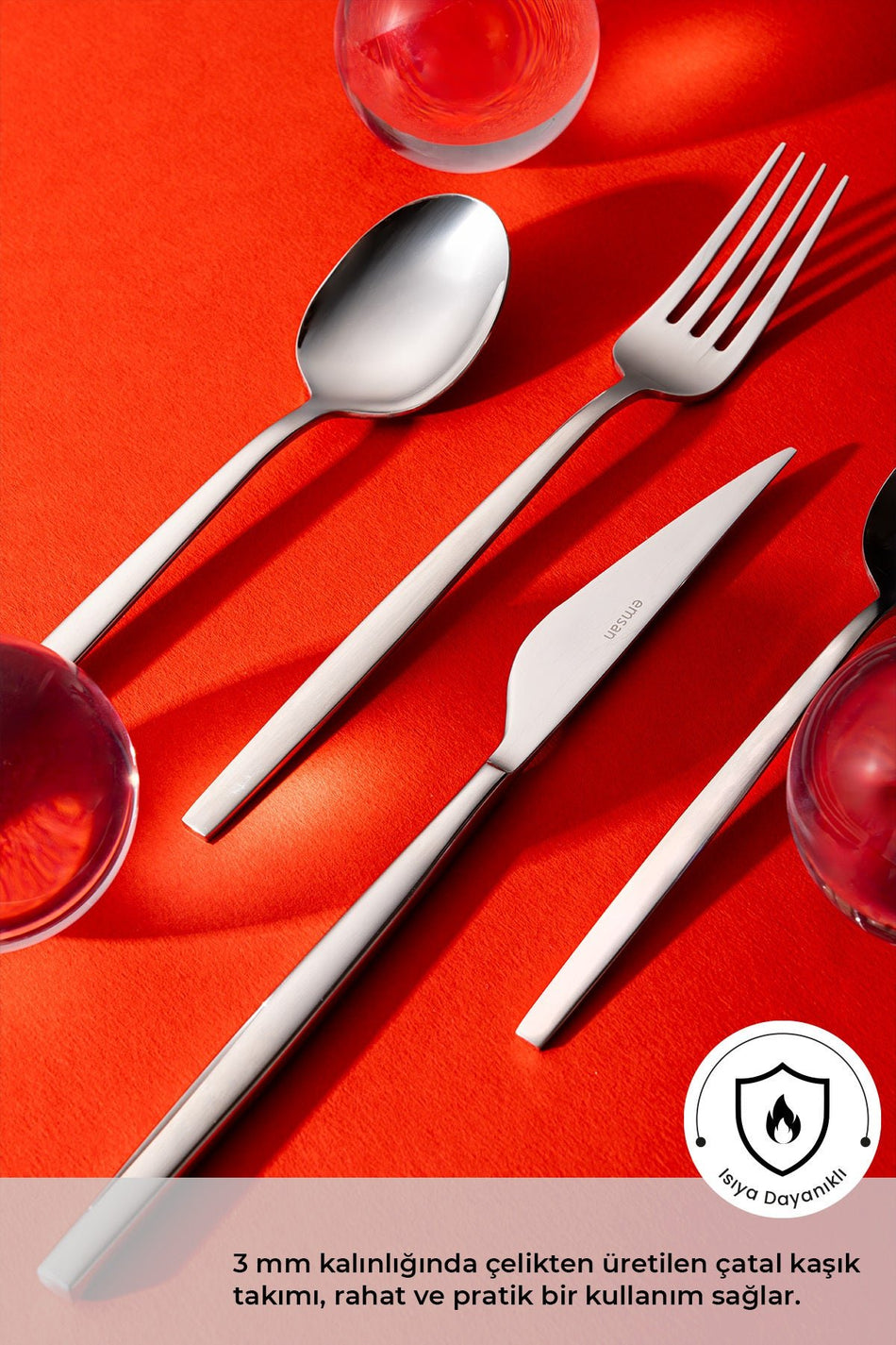 Emsan evelyn 84 Piece 12 Place Setting Flatware Set - MALLTURK