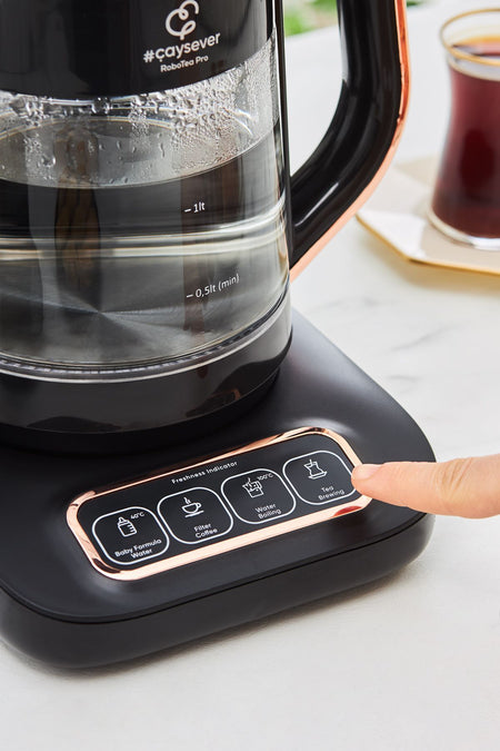 Karaca Robotea Pro 4 in 1 Talking Glass Tea Maker Black Copper - MALLTURK