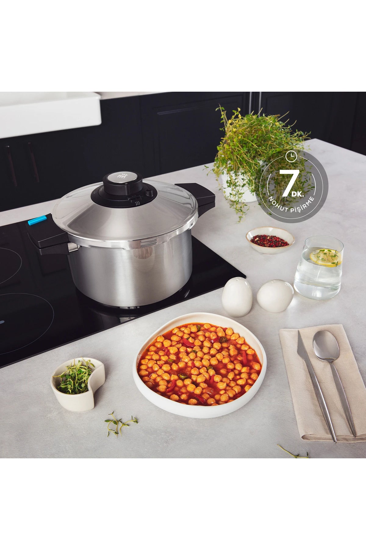 Karaca 6-Piece Locking System, Steel Body, induction Base Pressure Cooker Set 4+6 Lt - MALLTURK
