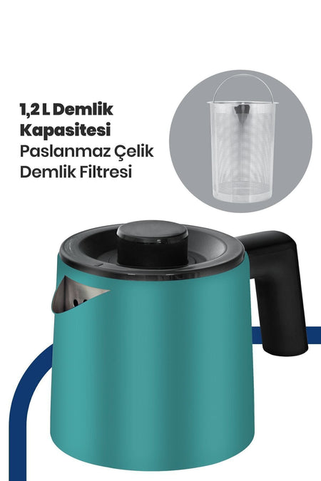 GoldMaster Acacia Green XL 2200 Watt Patented Drip-Free Design Stainless Steel Tea Maker and Water Kettle - MALLTURK