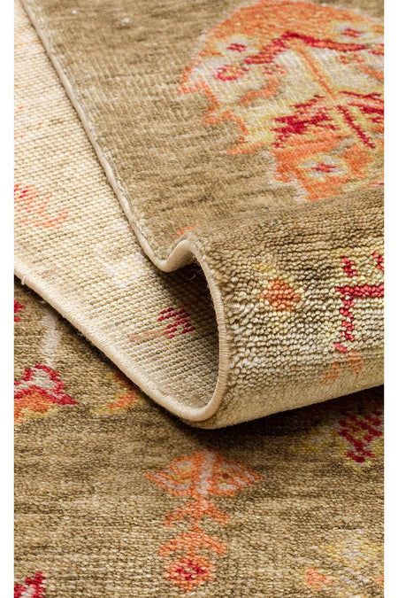 Eko Hali Zara ZR 08 Green Autumn Authentic Patterned Modern Usak Carpet, Handcrafted on Special Looms - MALLTURK