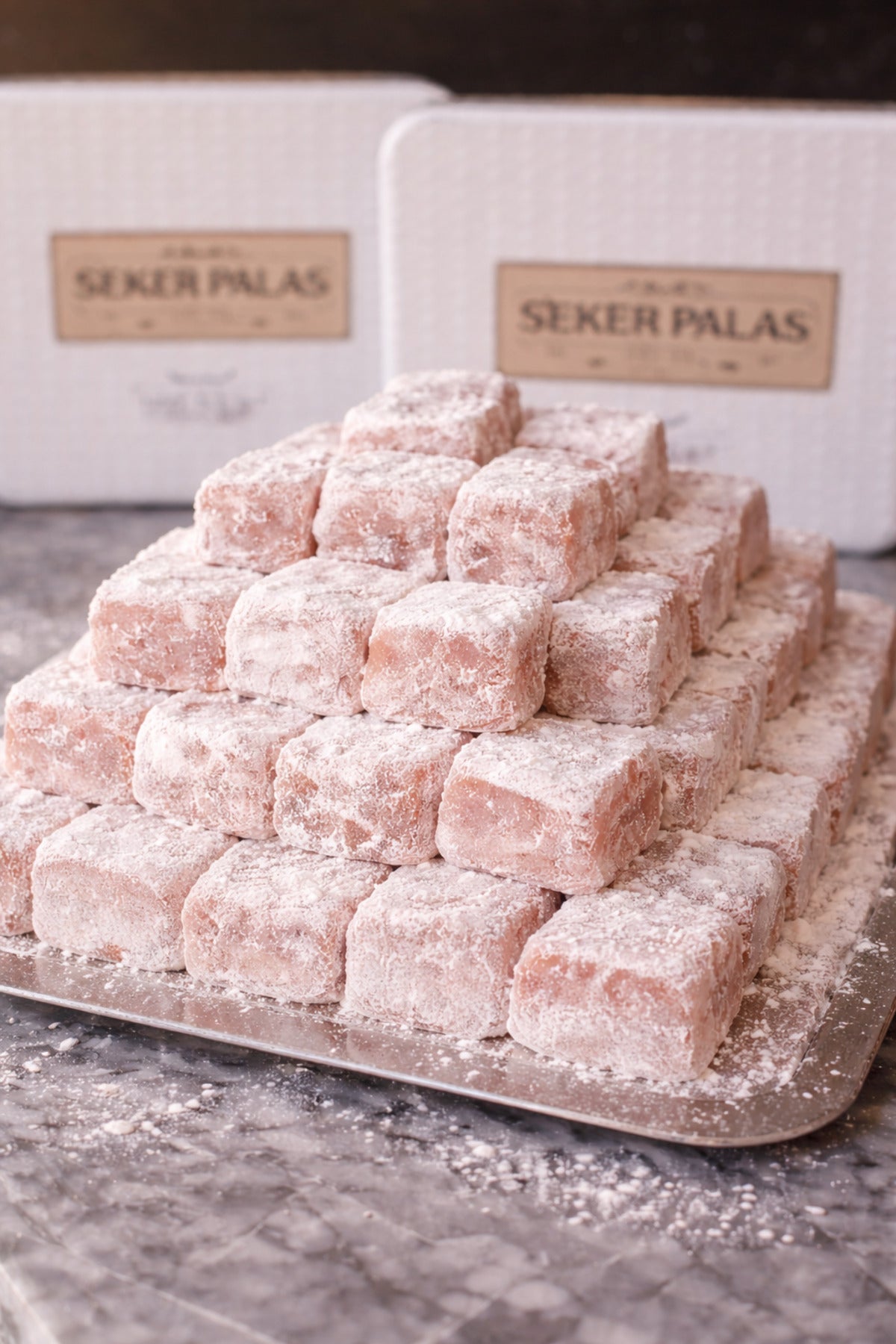SEKER palas Afyon Style Rose Flavored Powdered Sugar Turkish Delight 1 kg - MALLTURK
