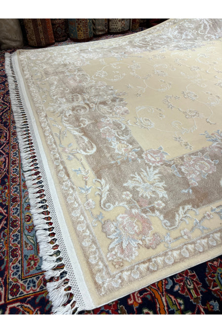 RD RAMAZAN DAG Hand Rug Art Hand-Woven Silk Blend Usak Rug Special Weave Size 300x200 - MALLTURK