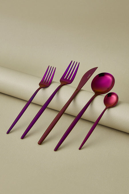 Karaca orion purple 30 Piece 6 Place Setting Flatware Set - MALLTURK