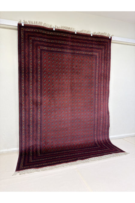 Afghan Rug Hand-Woven Hojanosrai Design 100% Wool Natural Dye