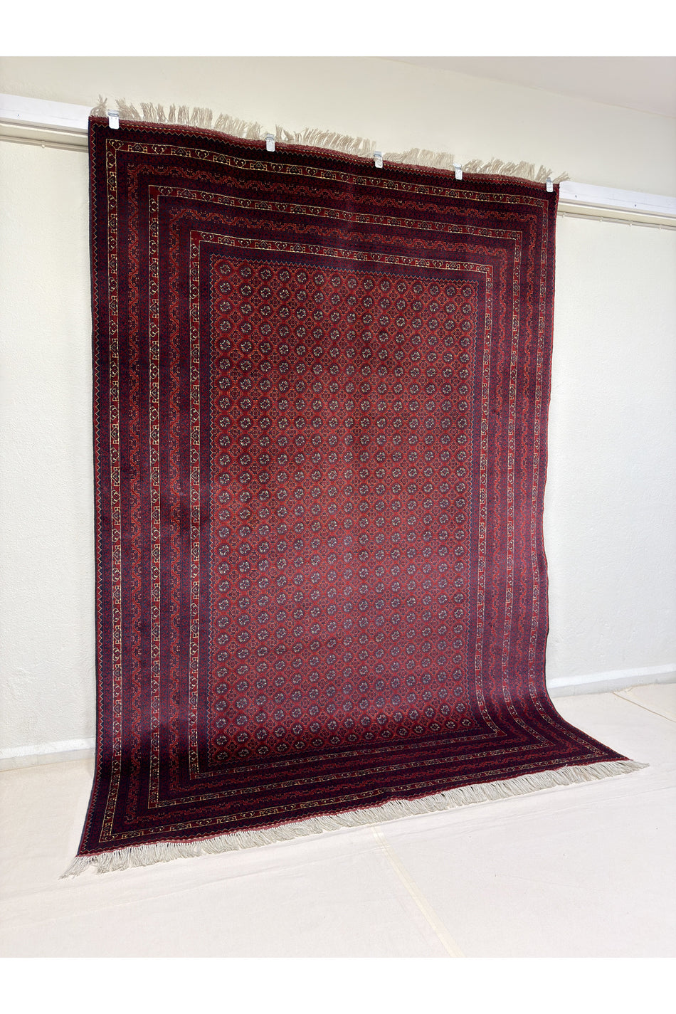 Afghan Rug Hand-Woven Hojanosrai Design 100% Wool Natural Dye