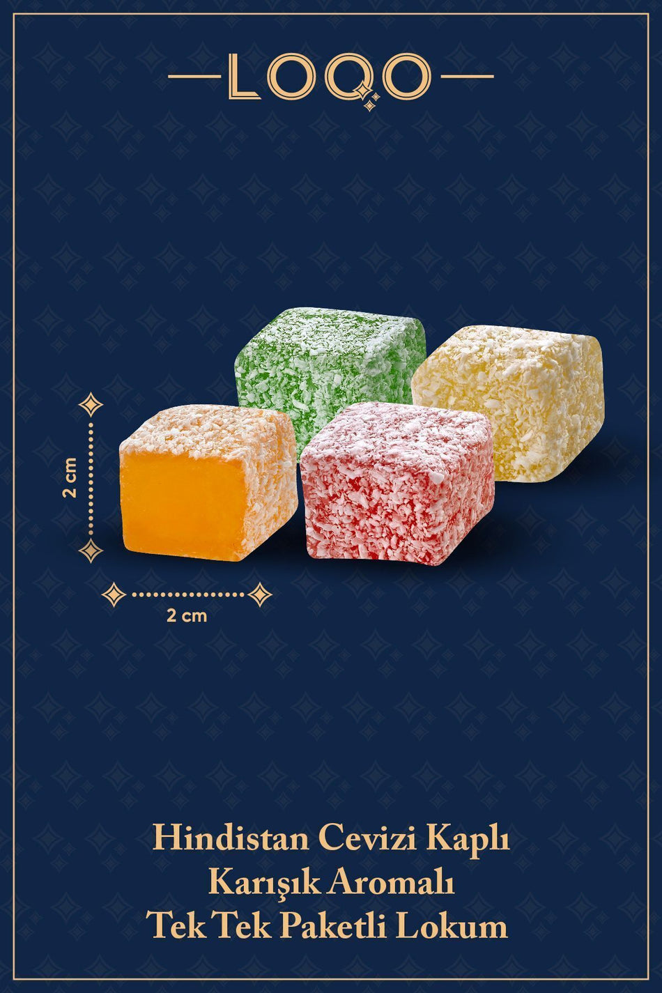 LOQO Assorted Fruit Flavored Turkish Delight 1 kg tek tek paketli 1003