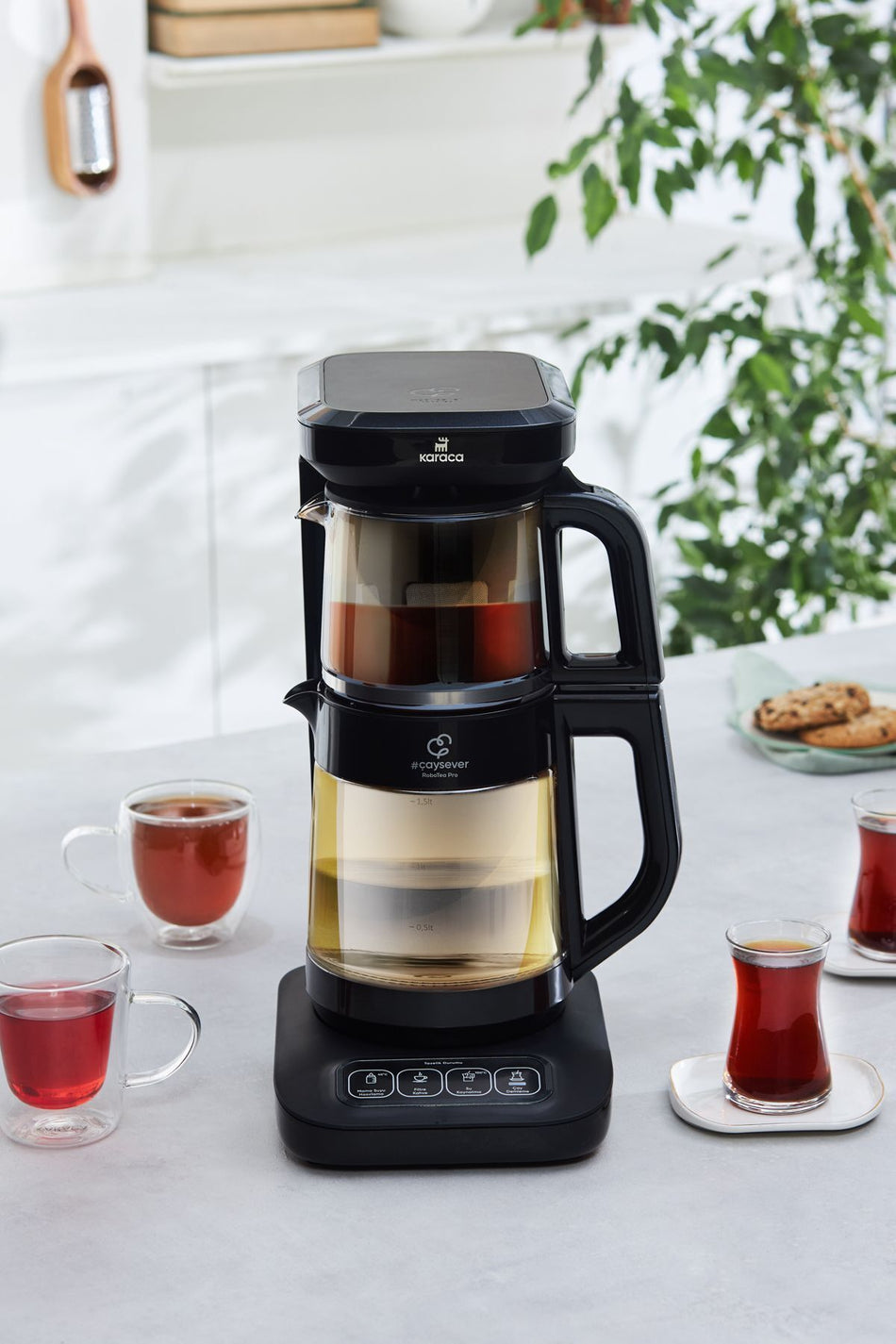 Karaca Robotea Pro 4 in 1 Talking Tea Maker with Colored Glass Door (Agate) - MALLTURK