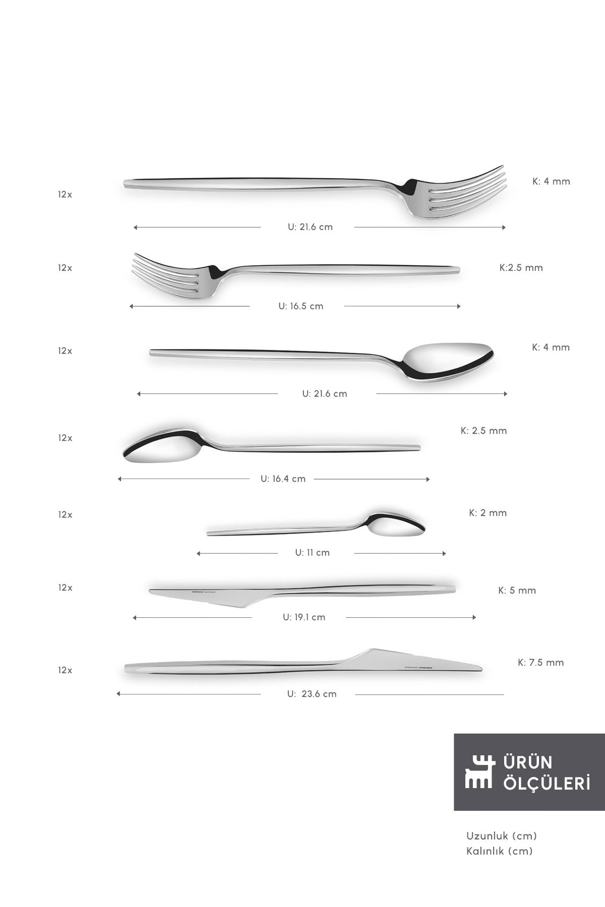 Karaca moongate 84 Piece 12 Place Setting 316 Steel premium Fork Spoon - MALLTURK