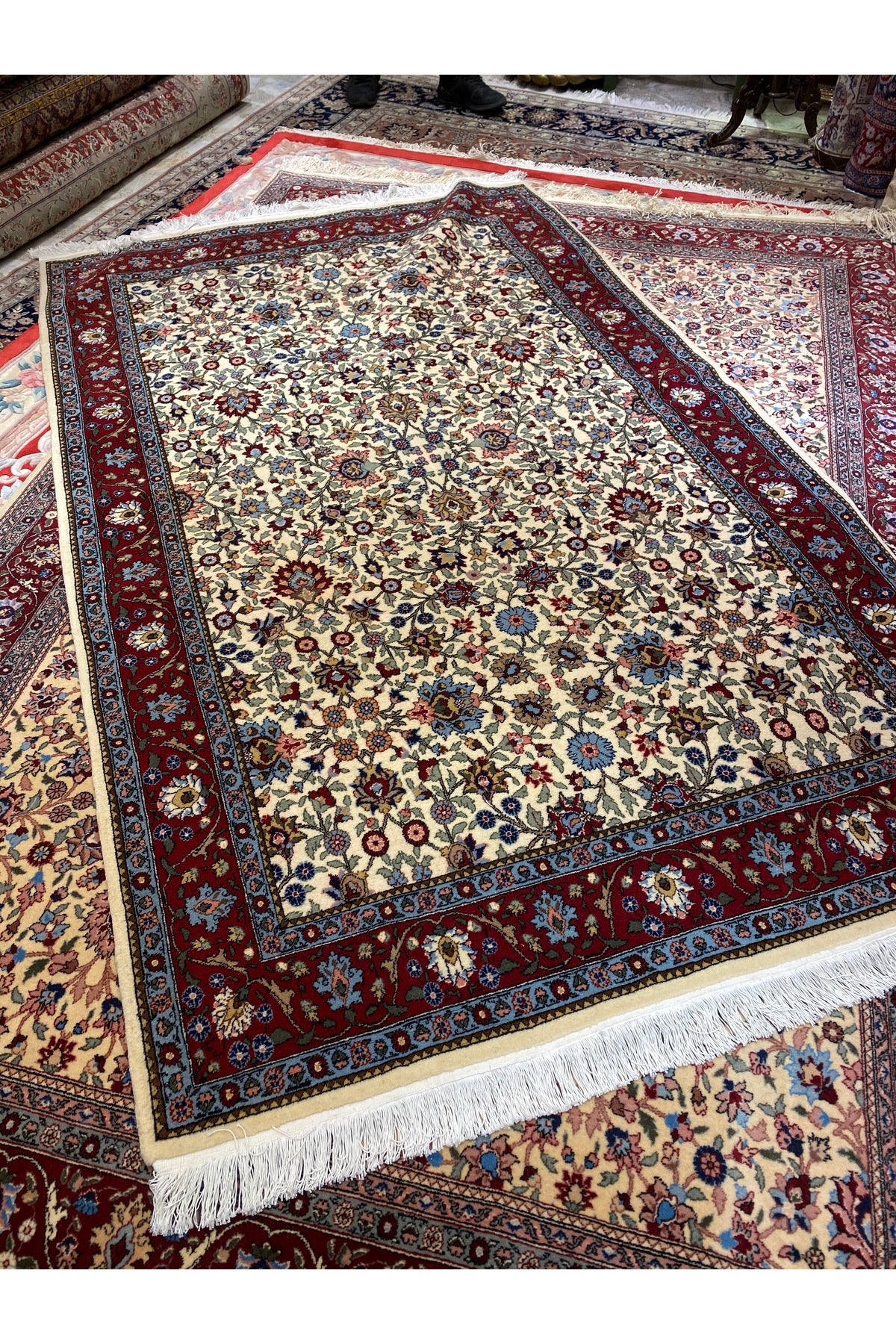 RD RAMAZAN DAG Hand Rug Art Hand-Woven Sumerbank Hereke Rug Lalezar Design Size 250x153