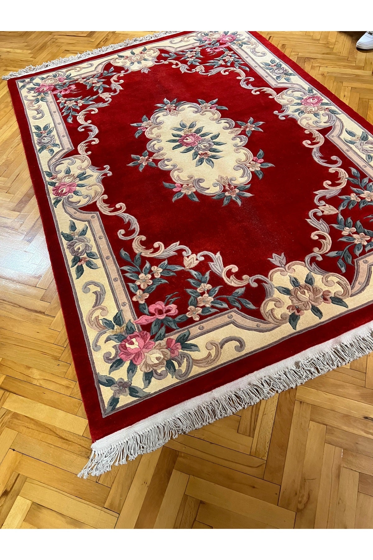 RD RAMAZAN DAG Hand Rug Art Hand-Woven Embossed Chinese Rug Premium Quality Wool Weave Red Color Size 240x170 - MALLTURK