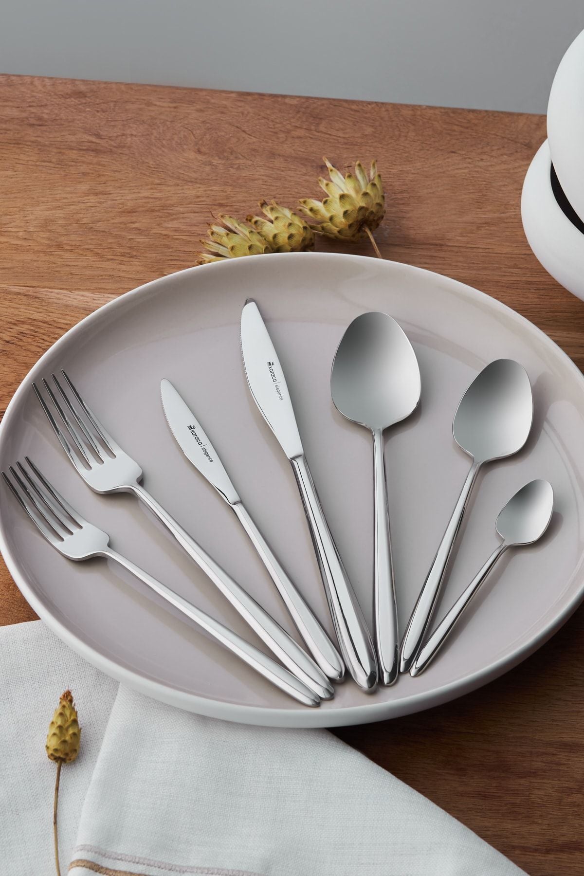 Karaca flow elegance 84 Piece 12 Place Setting Flatware Set - MALLTURK