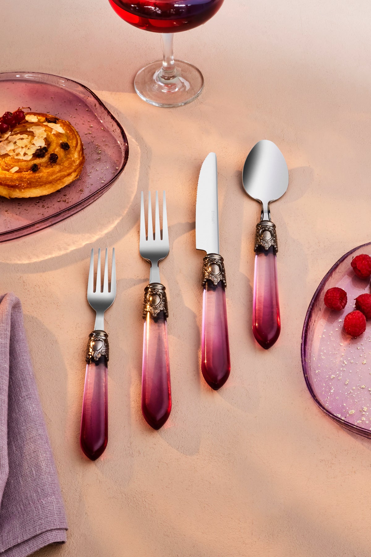 Emsan celina 24 Piece 6 Place Setting Flatware Set bordo - MALLTURK