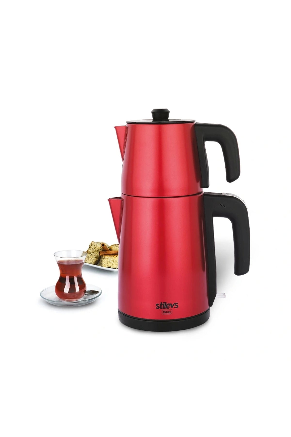 Stilevs Bicay Stainless Steel Tea Maker - Cherry Red - MALLTURK