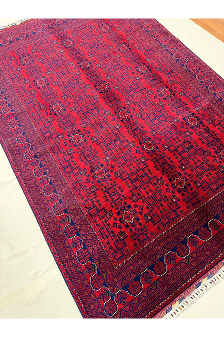 Afghan Rug Hand-Woven Hamyap 6 Meter 100% Wool Natural Dye Yildiz Pattern