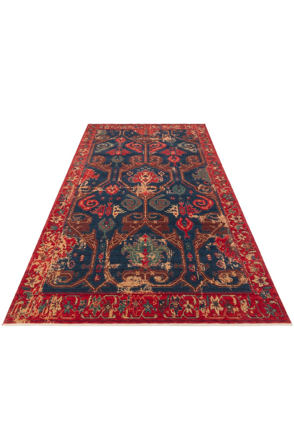 Cool Rug Mardin Red Navy Multi Multicolor Authentic Ethnic Pattern Hand-Woven Wool Soft Living Room Ev Room Rug - MALLTURK