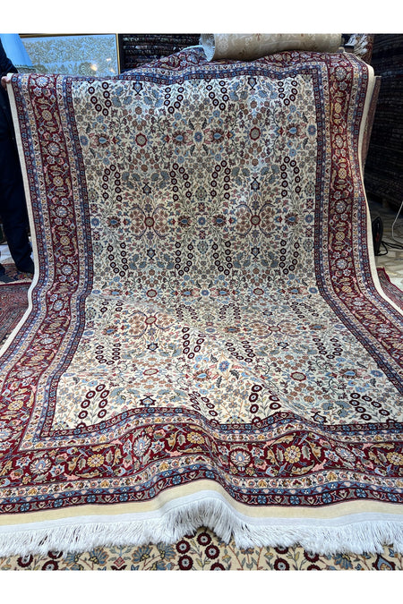 RD RAMAZAN DAG Hand Rug Art Hand-Woven Sumerbank Hereke Rug Signed Seven Mountains Flower Premium Quality Size 300x200 - MALLTURK