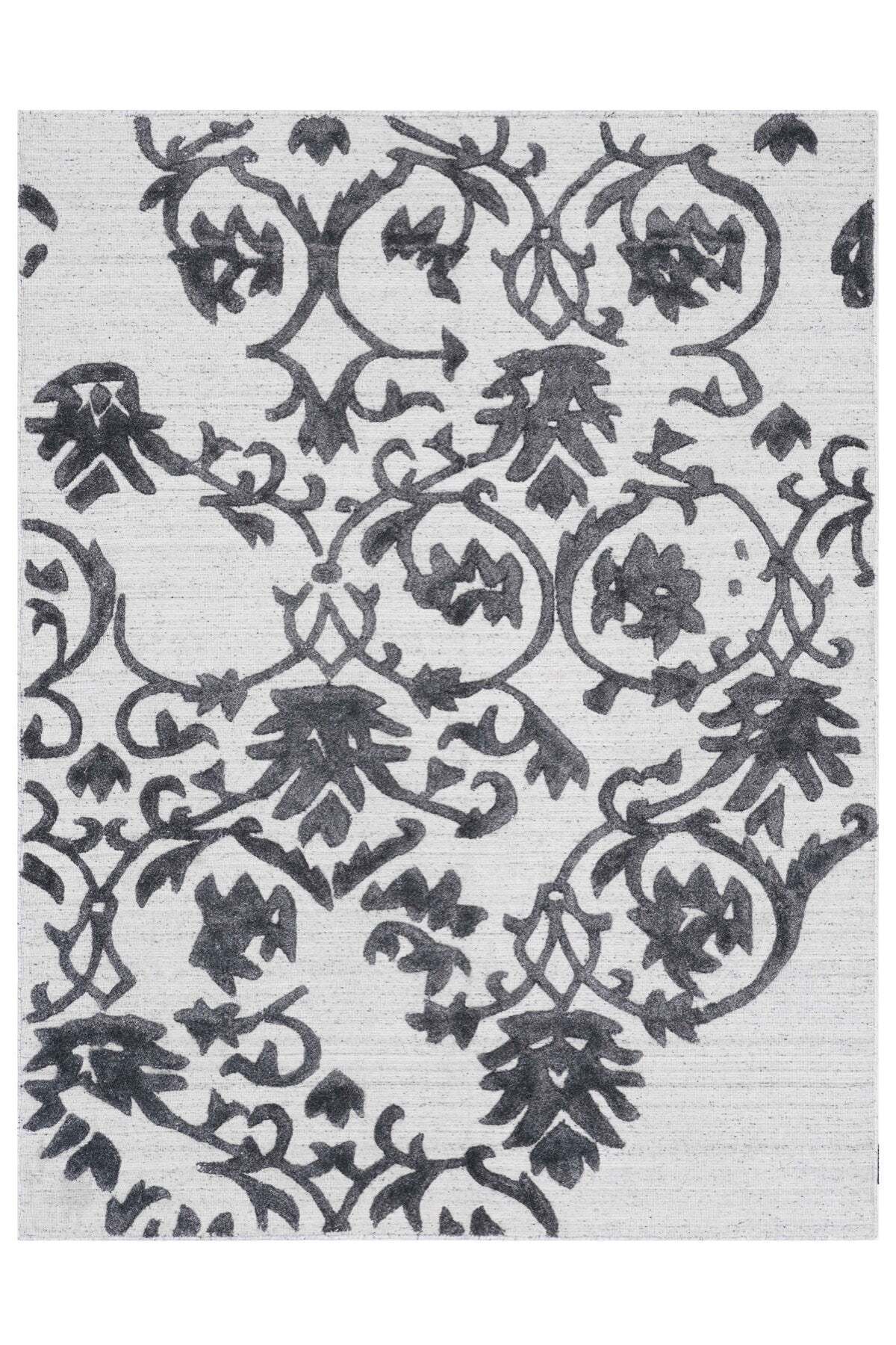 Naar Hali Adorno KC 931 Grey Modern Handwoven Bamboo Carpet - MALLTURK