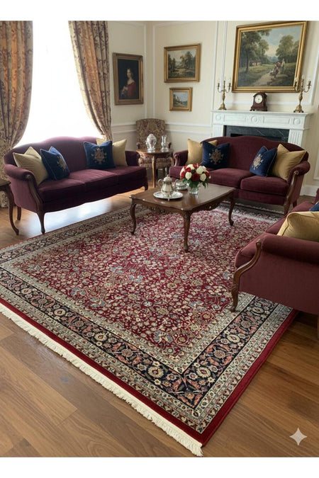 RD RAMAZAN DAG Hand Rug Art Hand-Woven Sumerbank Hereke Rug Signed Seven Mountains Flower Premium Quality Size 304x203 - MALLTURK