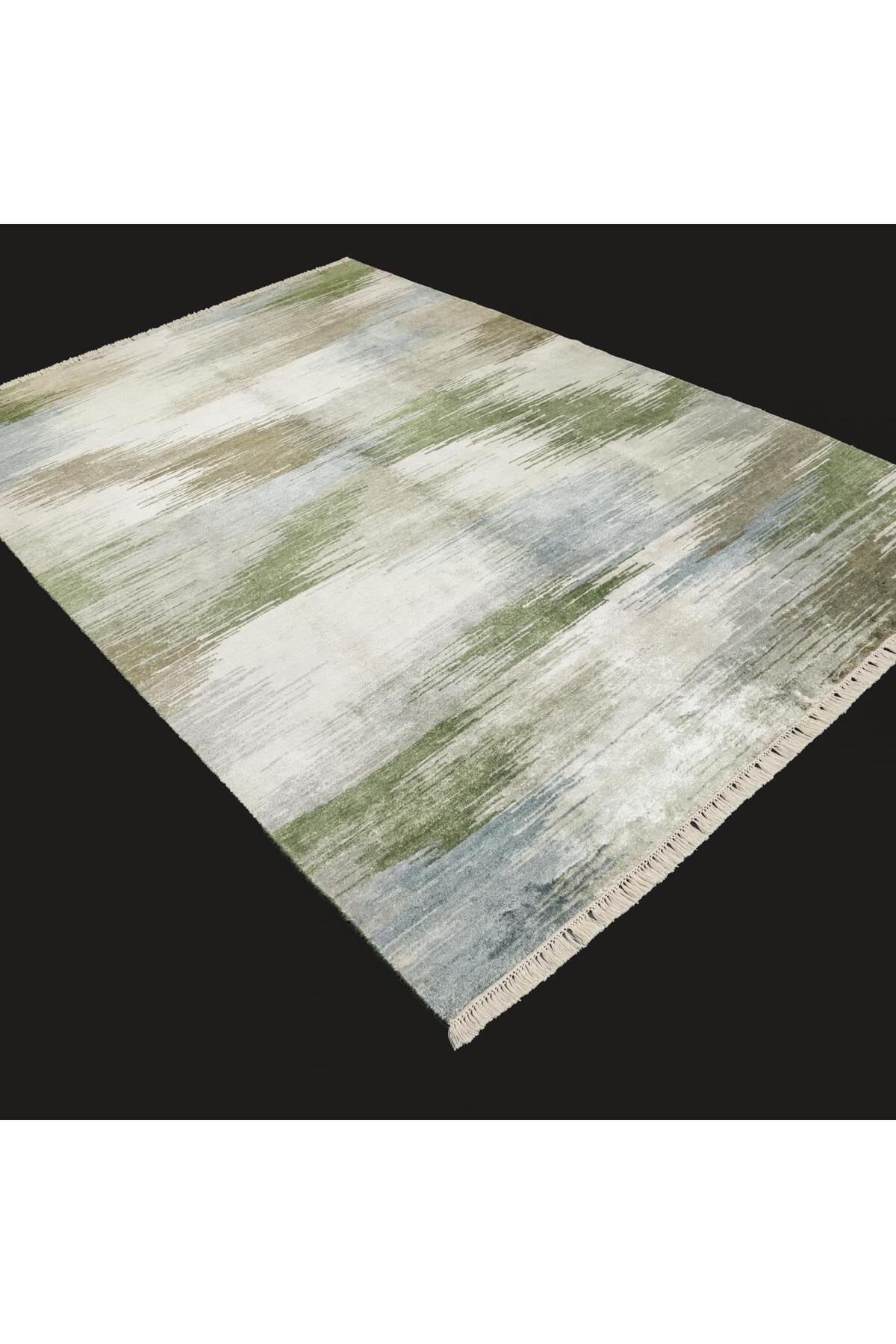 Halicizade Soyut Pattern Hand-Woven Rug-tibetian 3263 Green - MALLTURK