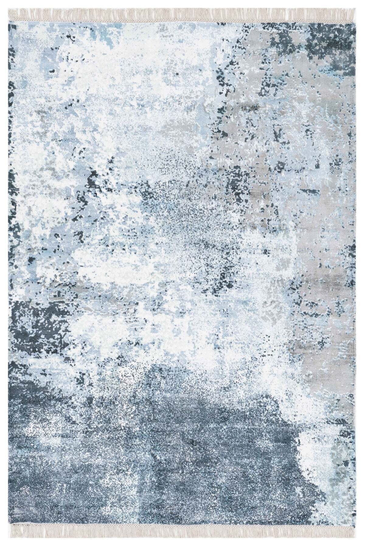 Naar Hali Erase KC 309 Blue Modern Handwoven Bamboo Living Room Rug - MALLTURK