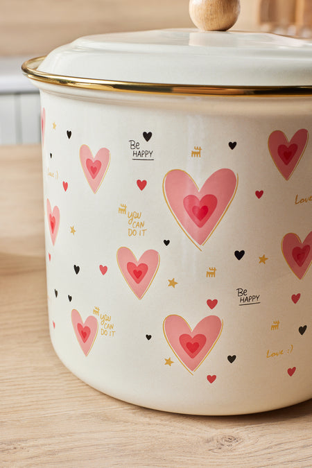Karaca Kalp Detayli Love Enamel Yogurt Tenceresi Bakrac 5,2 L