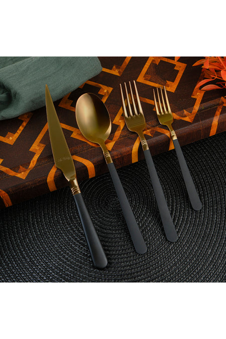 Aryildiz fiore s bronz siyah 24 Piece 6 Place Setting Flatware Set - MALLTURK